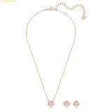  Bộ Dây Chuyền, Bông Tai Swarovski Una set Mixed cuts, Clover, Pink, Rose gold-tone plated 5516488 