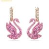 Khuyên Tai , Bông Tai Swarovski Iconic Swan Drop Earrings Swan, Pink, Rose Gold-Tone Plated