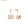 Khuyên Tai, Bông Tai Swarovski Facet Swan Pierced Earrings Swan, White, Rose-Gold Tone Plated