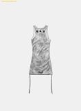  Đầm Ôm Bad Blood Lion Patch Tank Mini Dress - Washed White w-drs25-006 