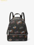  Balo Mini Michael Kors Rhea Extra-Small Printed Signature Logo Backpack Màu Đen 
