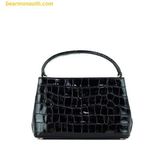  Túi Đeo Chéo Tory Burch Small Black Crocodile Embossed Leather Micro Satchel Handbag 