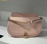  Túi Xách Michael Kors Mila Medium Signature Logo Messenger Bag Hồng Logo 
