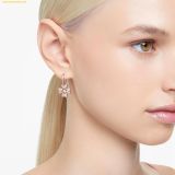  Bông Tai, Khuyên Tai Swarovski Idyllia drop earrings Clover, White, Rose gold-tone plated 5674211 