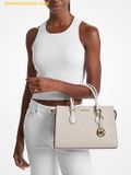  Túi Xách Michael Kors Sheila Medium Logo Satchel 35S3G6HS2B Trắng Logo 