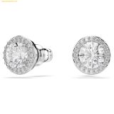  Bông Tai Swarovski Una Angelic stud earrings Round cut, Pavé, White, Rhodium plated 5636269 