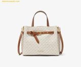  Túi Xách Michael Kors Emilia Small Signature Logo Satchel Vanila 