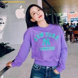  Áo Sweat MLB Women's Varsity Crop Sweatshirt NY (D.Lavender) 3FMTV0234-50LDD 