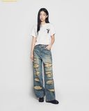  Áo Phông ADLV Fuzzy Font Rabbit Short Sleeve T-Shirt Trắng Kem 