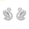 Bông Tai , Khuyên Tai Swarovski Swan stud earrings Swan, White, Rhodium plated 5647873