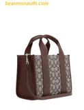  Túi Tote Coach Smith Tote Bag 24 In Signature Jacquard Nâu Logo CAR78 