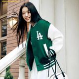  Áo Khoác Bomber MLB Wool Basic Varsity Jacket 3AJPV0141-07GND Xanh Lá 