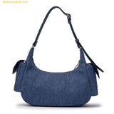  Túi Đeo Vai Nữ MLB Basic Mega Logo Pocket Denim Hobo Bag New York Yankees 3ABQM034N-50INS - Màu Xanh 