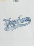  Áo Phông MLB Denim-like Big Lux Oversized Short Sleeve T-shirt NY (White) 3ATSM1453-50WHS 