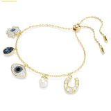  òng Tay, Lắc Tay Swarovski Symbolica bracelet Crystal pearl, Clover, evil eye and horseshoe, Blue, Gold-tone plated 5692162 
