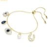  òng Tay, Lắc Tay Swarovski Symbolica bracelet Crystal pearl, Clover, evil eye and horseshoe, Blue, Gold-tone plated 5692162 