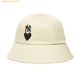  Mũ Bucket MLB Heart Cotton Dome Hat New York Yankees 3AHTD091N-50BGL Trắng Kem 