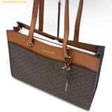  Túi Tote Michael Kors Jet Set Travel Large Signature Logo Pocket Tote Bag Brown 