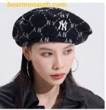  Mũ Nồi MLB Diamond Monogram Wool Jacquard Beret NY Black 3ACBMW126-50BKS 