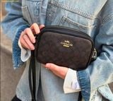  Túi Đeo Chéo Coach Mini Jamie Camera Bag In Signature Canvas CY752 Đen Logo 