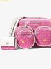  Túi Đeo Chéo Michael Kors MK Jet Set Large Printed Signature Logo Crossbody Bag Màu Hồng 