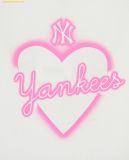  Áo Crop MLB Women's Heart Medium Logo Slim Crop Short Sleeve T-shirt NY (Ivory) 3FTSH0243-50IVS 