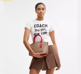 Túi Xách Coach Sadie Satchel Bag In Signature Canvas CCM72 Tan Red 
