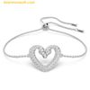  Vòng Tay , Lắc Tay Swarovski Una Bracelet Heart, White, Rhodium Plated 5625534 