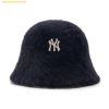  Mũ Bucket Lông MLB Soft Angora Knit Dome Hat NY (Black) 3AHT00536-50BKS Đen 