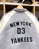  Áo Khoác Bomber New Era Varsity New York Yankees Màu Xám Trắng 