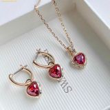  Bông Tai, Khuyên Tai Swarovski Chroma drop earrings Heart, Red 