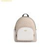 Balo Coach Women's Court Backpack In Signature Canvas Gold Sand Chalk CZ176