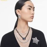  Bông Tai, Khuyên Tai SWAROVSKI Matrix hoop earrings White, Rhodium plated 