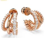  Khuyên Tai , Bông Tai Swarovski Hyperbola hoop earrings Mixed cuts, Mini, White, Rose gold-tone plated 5698702 