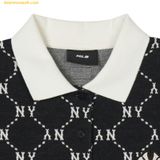  Áo Polo MLB Women's Diamond Monogram Jacquard Collar T-Shirt NY (Black) 3FPQM0243-50BKS 