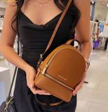  Balo Mini Michael Kors Rhea Extra-Small Pebbled Leather Backpack - Nâu 