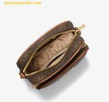  Túi Đeo Chéo Michael Kors Jet Set Travel Medium Logo Crossbody Bag 35F1GTVC2B Nâu Logo 