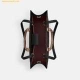  Túi Tote Coach Maggie Tote Bag In Blocked Signature Canvas Walnut CY677 