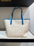  Túi Tote Coach City Tote In Signature Canvas  - Trắng 