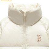  Áo Khoác Phao MLB Crop Glossy Curve Puffer Jacket Red Sox D.Cream (W) 3FDJB2046-43CRD 