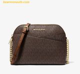  Túi Đeo Chéo Michael Kors Jet Set Travel Medium Logo Dome Crossbody Bag 35F1GTVC6B Nâu Logo 