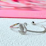  Lắc Tay , Vòng Tay Swarovski Iconic Swan Bangle Swan, White, Rhodium Plated 5649772 