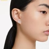  Bông Tai , Khuyên Tai Swarovski Swan stud earrings Swan, White, Rhodium plated 5647873 