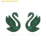  Bông Tai, Khuyên Tai Swarovski Iconic Swan Stud Earrings Swan Green Rose Gold Tone Plated 5650063 