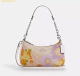  Túi Đeo Vai Coach Teri Shoulder Bag In Signature Canvas With Floral Print CBG173 Hoa Tím 