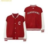 Áo Khoác Bomber MLB Wool Basic Two-tone Varsity Jacket CLE (Red) 3AJPV0634-45RDS Đỏ 