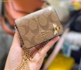  Ví Coach Mini Wallet On A Chain In Signature Canvas With Bee Print Màu Gold Khaki - C8677 