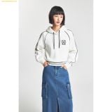  Áo Hoodie MLB Women's Sporty Varsity Banded Crop Hoodie NY (Cream) 3FHDV0344-50CRS 