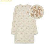  Đầm MLB Women's Diamond Monogram Jacquard Slim Fit Dress NY - 3FOPM0334-50CRD - D.Cream 