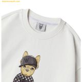  Áo Sweat Lifework Mono Hip Dog Sweatshirt Lw221Mt106 In Hình Chó Đại Ca Đội Nón - Trắng 